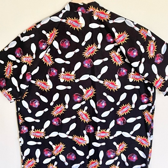 NEW Max Boxxer Strike! Bowling Pins & Ball Print Button Down Shirt Men’s 2XL - Picture 9 of 10